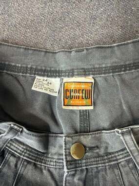 Vintage Curfew Black Faded Wide Leg Baggy Pleated Jeans Size 34x34